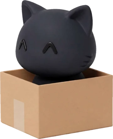 The kittybin kitten sitting in a cardboard box